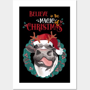 Christmas sweater cow reindeer horns and nose christmas Posters and Art